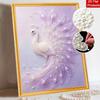 Purple Peacock Pearl Art Painting Home Wall Decor Pearl Gemstone Painting Picture Crafts Adult/Beginner Gift Creative Home Decor Unframed