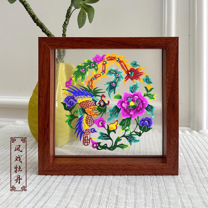 Xianci Double-Sided Transparent Frame: A4 Paper-Cut Calligraphy Fu Character Display Stand