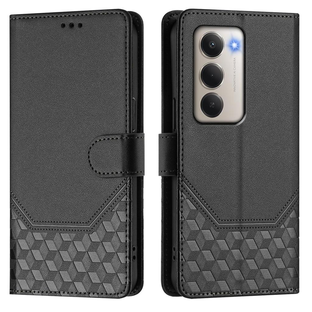 For Xiaomi Redmi 15 5G Case Imprinted Honeycomb RFID Blocking Leather Phone Cover with Strap