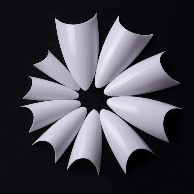 500pcs/bag French Pointed Curved Acrylic False Nails Nature Transparent Mixed Size Extension Full Cover Press On Nail Tips