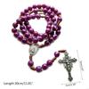 62KD Vintage Rosary Catholic Prayer Bead Necklace Christ Jesus for Cross Pendant Neck