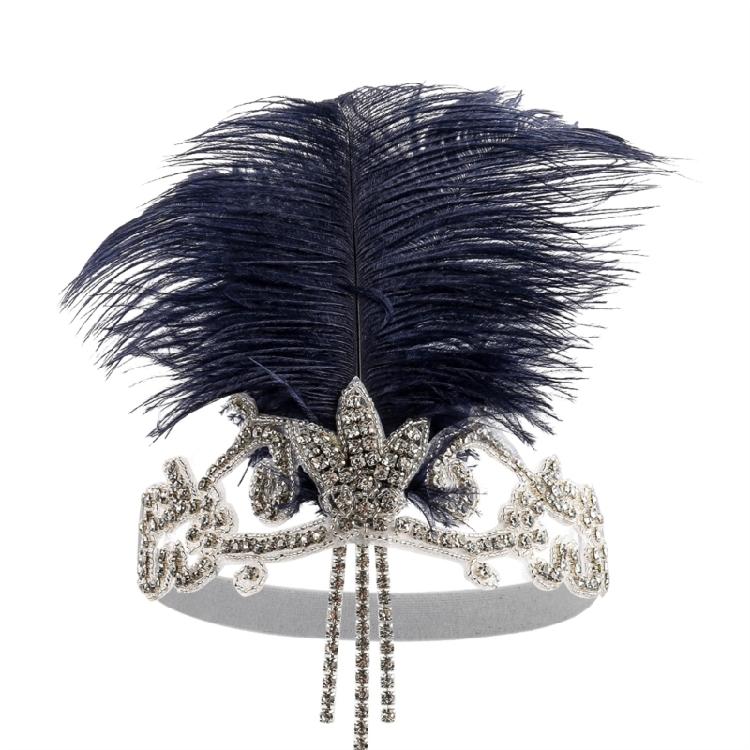 Rhinestones Embellished Headpiece User Friendly Feather Headdress 1920s Hair Band For Themed Parties Everyday