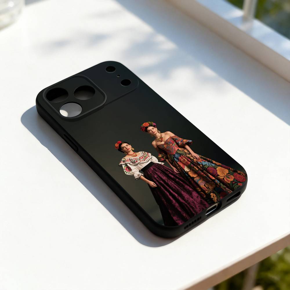 F-Fridas Art K-Kahlo Крутой Чехол Для Телефона Для iPhone 17,16,15,14,13,12,11,Pro,Max,Plus,E,SE4,Air,Mini Черный Точное Соответствие Отверстий iPhone15pro