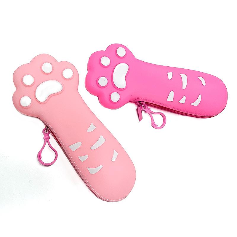 Cute Cat Paw Pen Case - Silicone Large Capacity Pen Holder - Children's School Supplies Bag