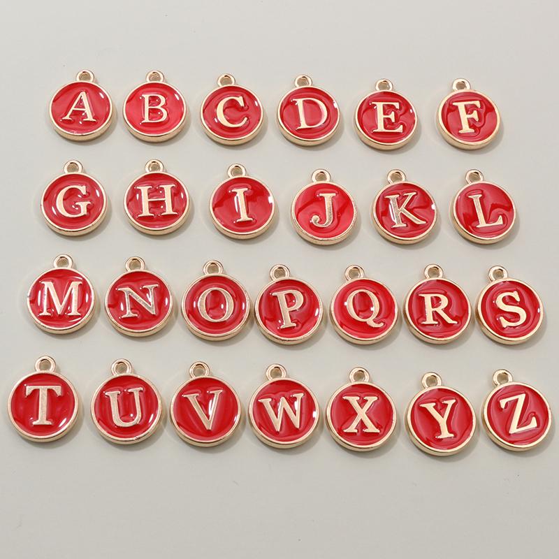 26pcs 12x14mm A-Z Letter Charms Enamel Alphabet Initial Letter Charms Pendant Handmade DIY Bracelet Jewelry Making Accessories