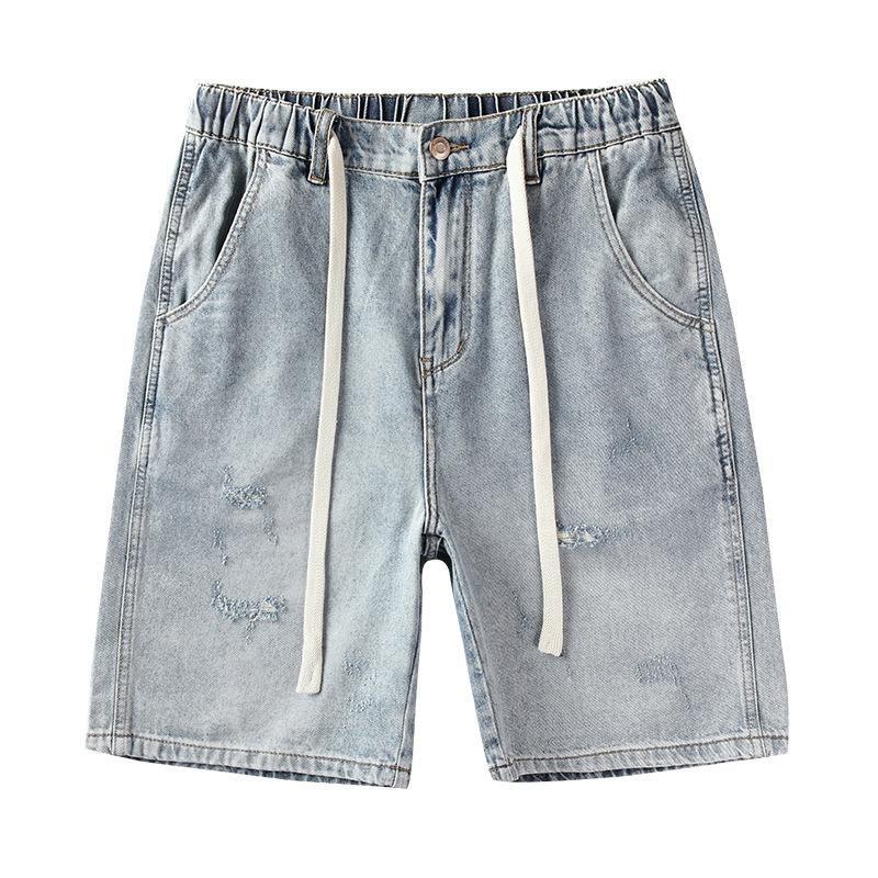 

Summer Grinding Japanese Loose Tapered Jeans Shorts Elastic Waist Mid-trousers 3XL