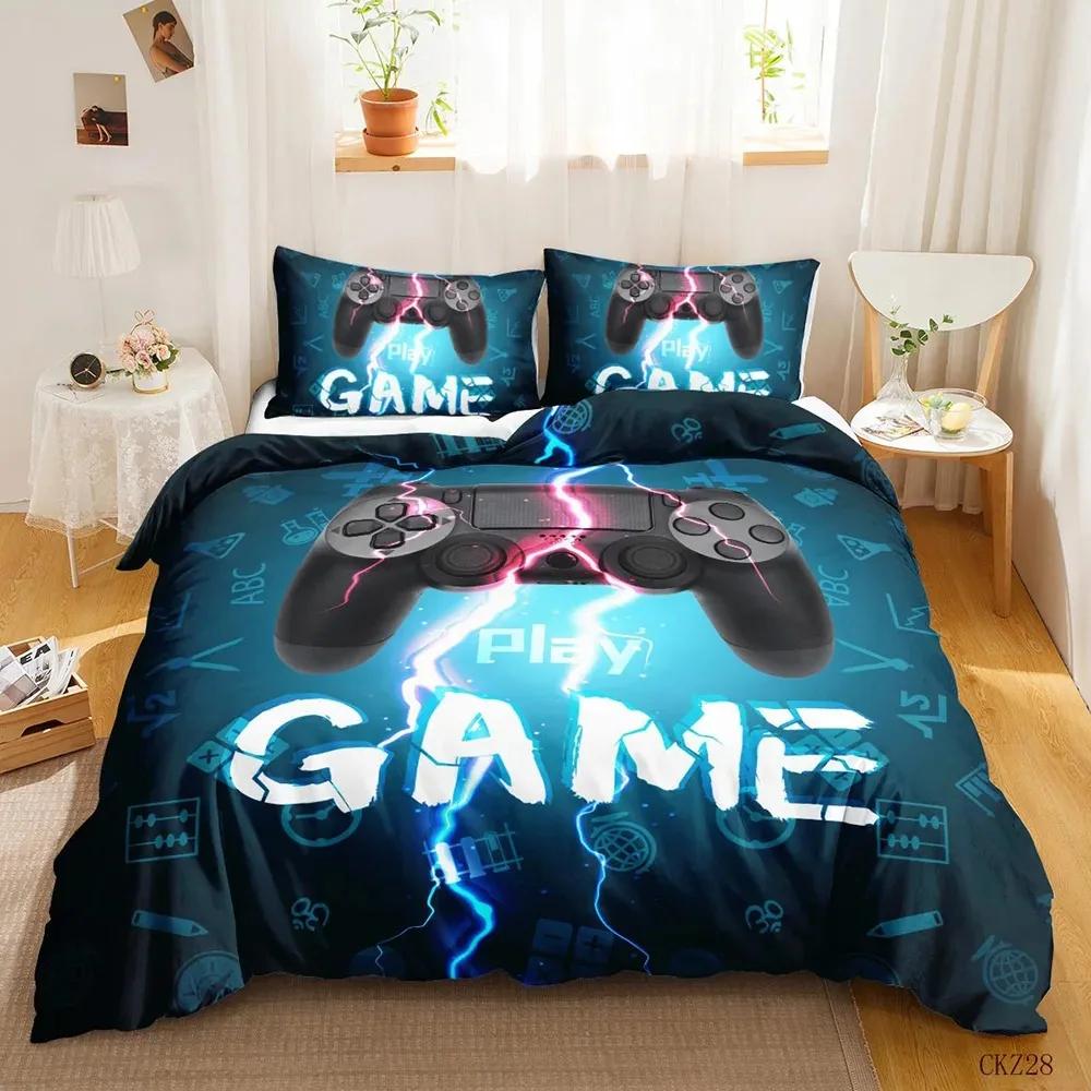 Gamer Bedding Sets For Boy, Gamepad Controller Duvet Cover Set King Size,Video Games Home Decor Comforter Cover For Teen Bedroom