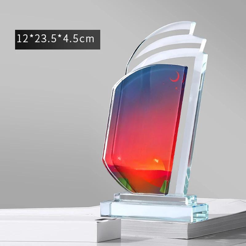 Creative Customization Color Printing Crystal Trophy Enterprise Excellent Employee Annual Meeting Award Awards Medals Home Decor