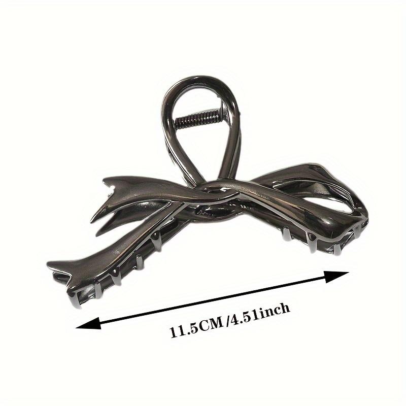 Sladká kovová mašle s klipem, protiskluzový klip "žralok", elegantní klip na culík, módní vlasový doplněk
