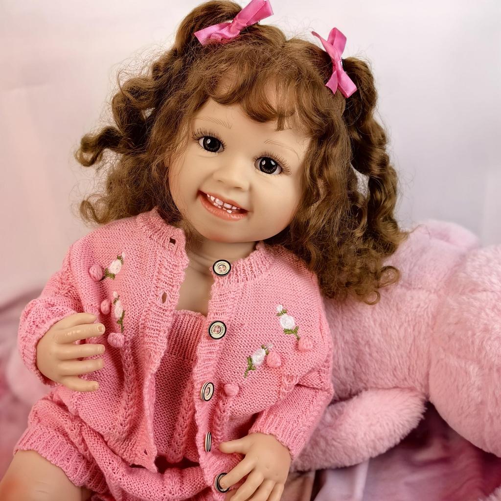 Unique Reborn Baby Realistic 55 Cm Full Silicone Vinyl Smile Babies Doll Reborn Model Kids Playmates Early Educational Toy Birthday Christmas Gift