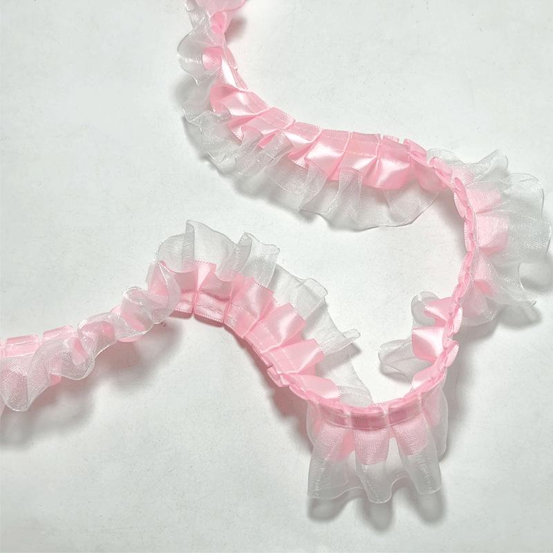 

4 см двухслойная плиссированная полиэстеровая лента со снежной пряжей для самостоятельного изготовления манжетов для одежды и кружевных аксессуаров для юбок