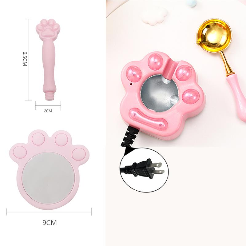 

Набор печатей «кошачья лапка» Печь для лакировки Ложка для плавления восковой печати Электрический нагреватель Горшок для восковых бусин Нагреватель для палочек Товары для творчества розовый