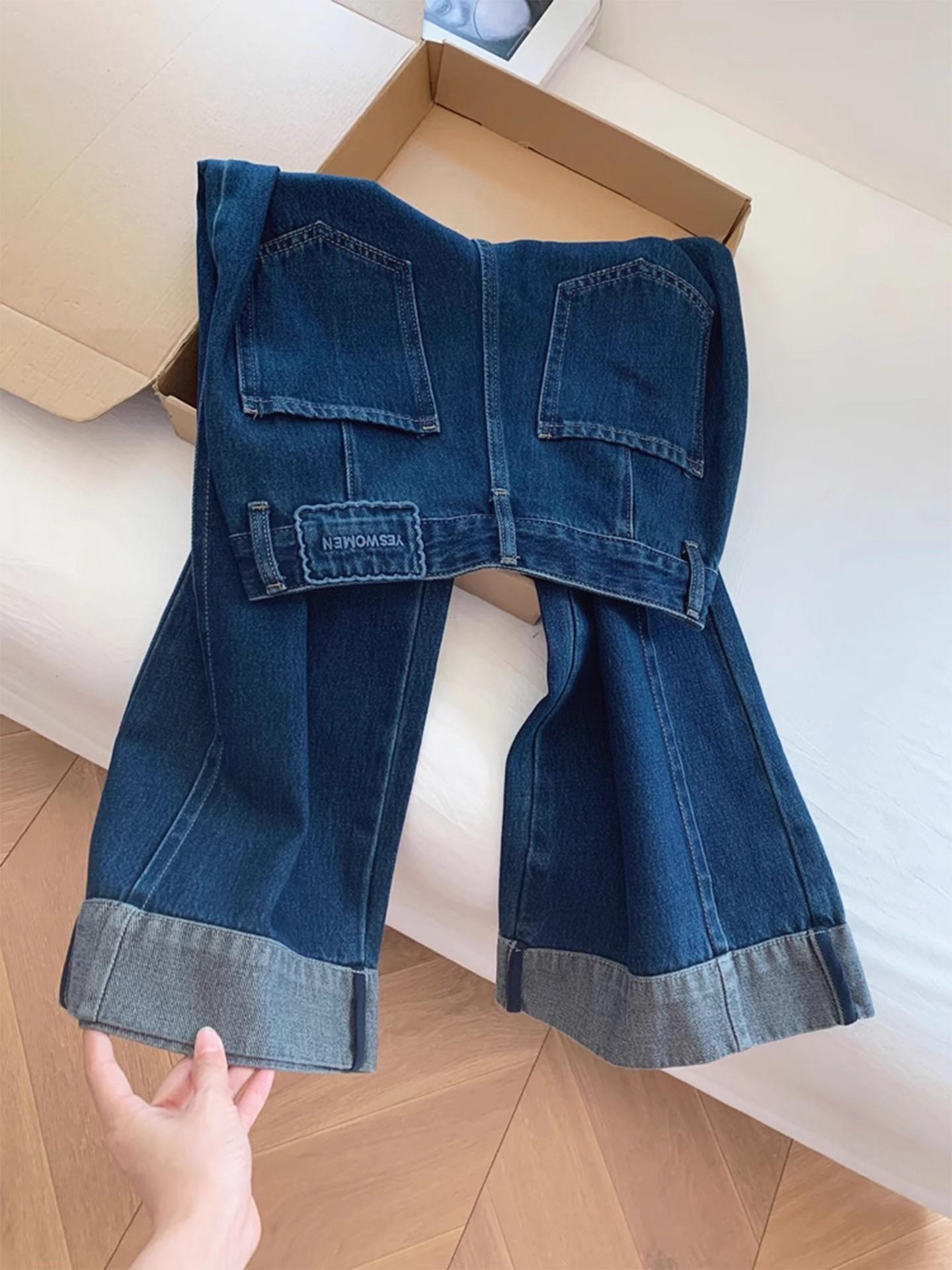Women s Dark Blue High-Waisted Wide-Leg Jeans - Slimming Tummy Control for Petites XXXXL