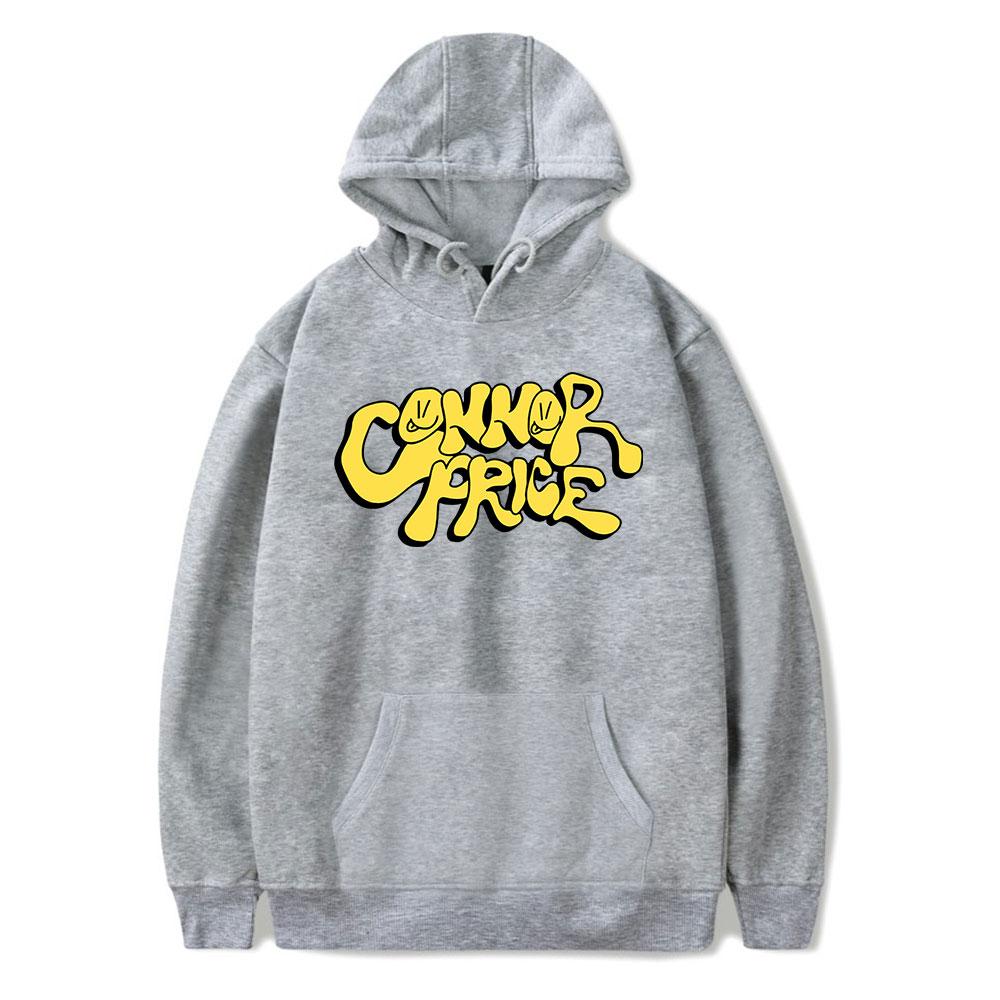 

Новое поступление мужская женская толстовка с капюшоном Connor Price Hoodies Streetwear Harajuku Casual Letters Printed Hooded Pullover Sweatshirts XS серый