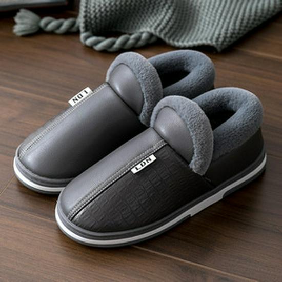 

Women s & Men s Waterproof Leather Cotton Slippers for Autumn/Winter 2025 - Indoor/Outdoor, Non-Slip, Heel-Covering Design. 44-45 (fits 43-44)