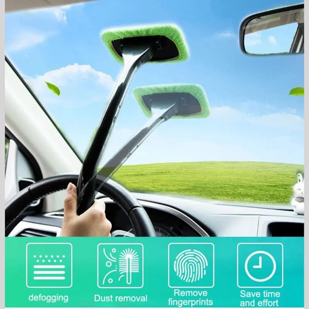 

Long Handle Glass Clean Brush Dust Removal Window Scraping Towel Sponge Automotive Interiors