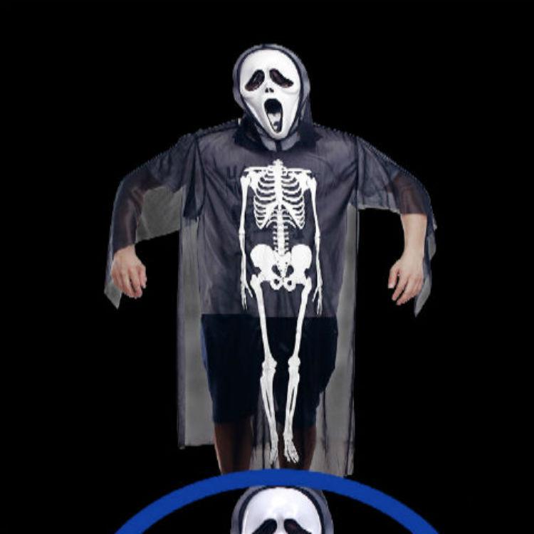 White-Haired Witch Skeleton Ghost Halloween Costume