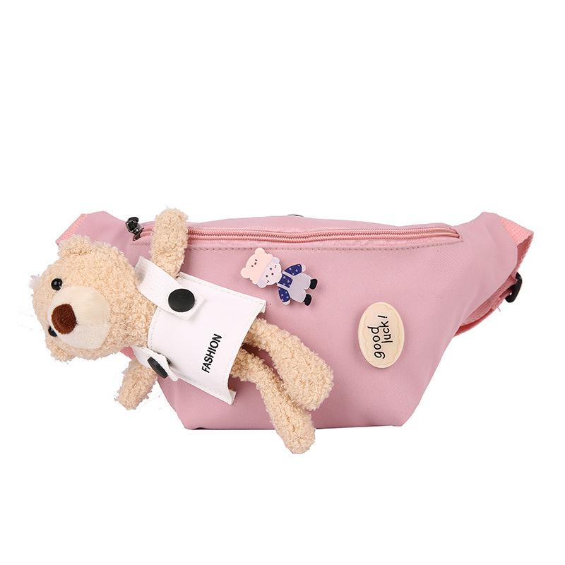 

Милый медведь простая холщовая сумка женская модная сумка-мессенджер 2025 новая студенческая спортивная нагрудная сумка розовый