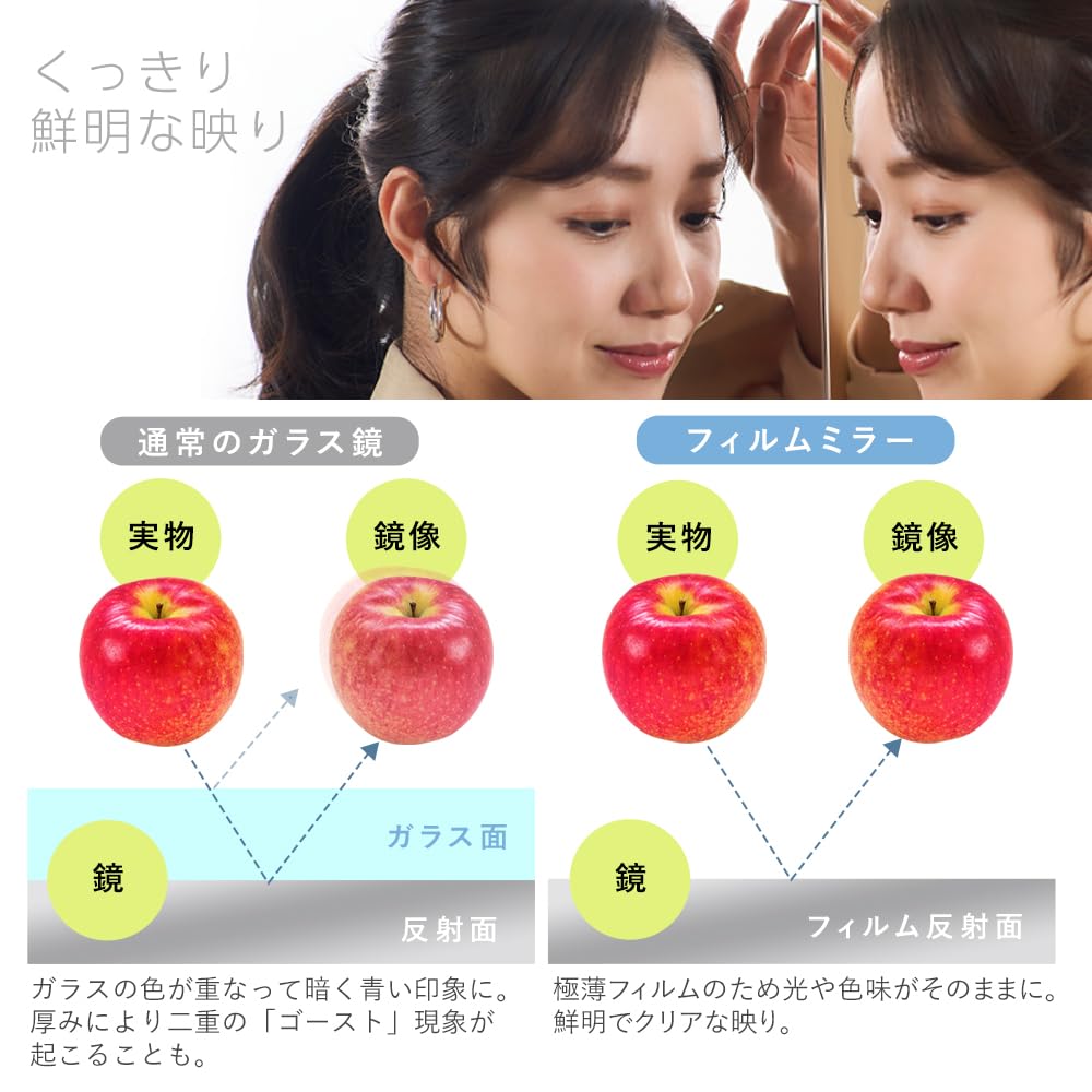 IRIS OHYAMA and Shatterproof Film 28cm Wide X 115cm Suitable for Silver [Lightweight Mirror] Full-Length Mirror, Unbreakable, Wall-Mounted, High,