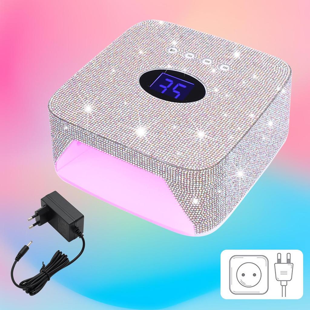 Rhinestone Wireless Rechargeable 54W Nail Lamp - Smart Induction, Quick Dry, No Blackening Hands