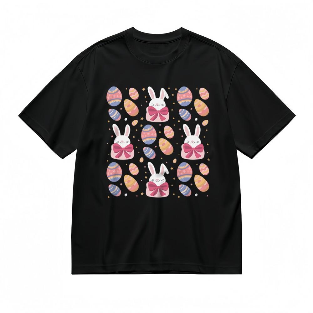 

Women s Slight Stretch T-Shirt Colorful Rabbit Bow Tie Floral Pattern Tee XL