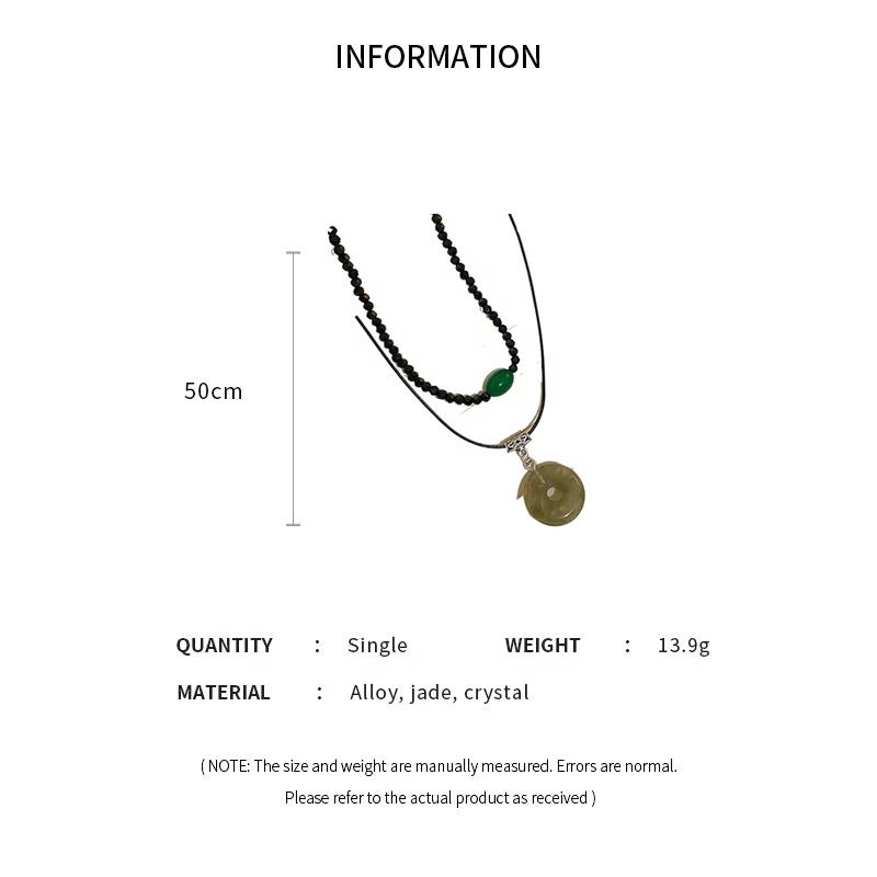 2 Stück Vintage Friedensschnalle Anhänger Halsketten Naturstein Perlen Ketten Choker Halskette Set Damen Herren Chinesischer Stil Schmuck