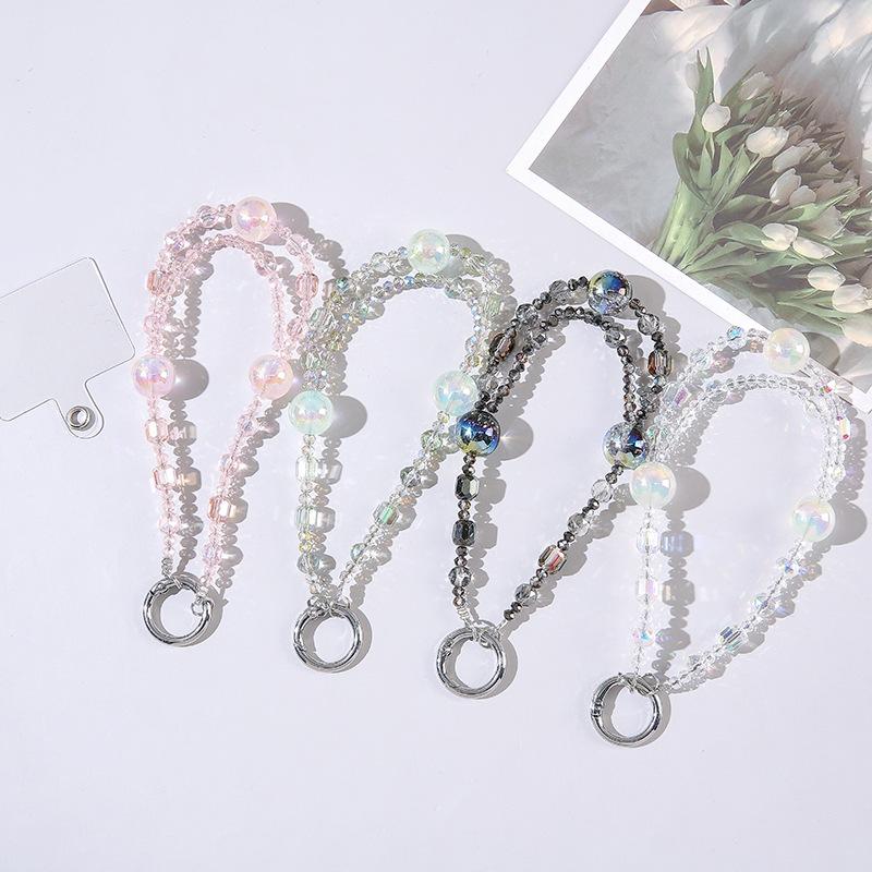Crystal Handmade Short Wrist Strap Anti Lost Phone Chain Keychain