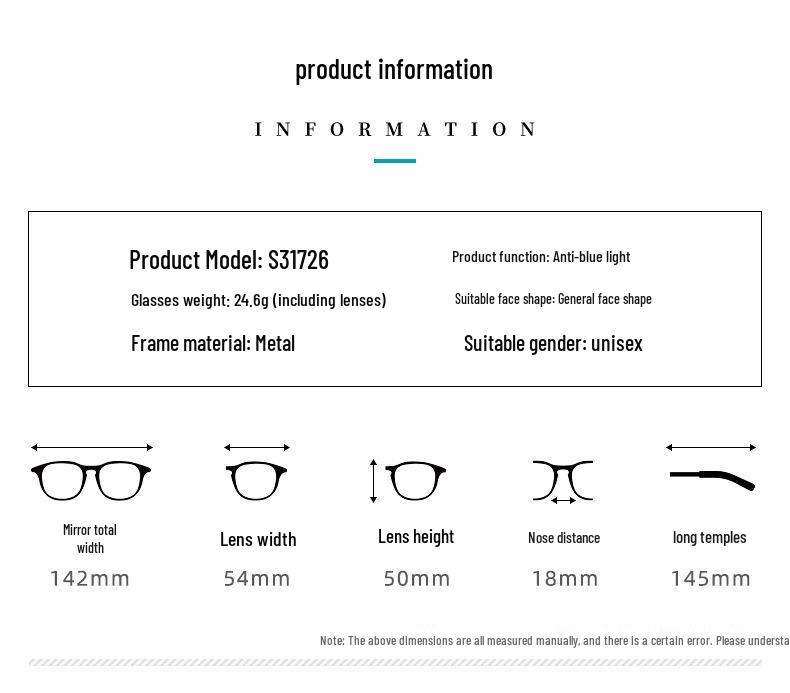 Korean Style Anti-Blue Light Glasses for Women - Fashionable Plain Frames, Prescription Compatible