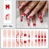 Gradient Snowflake Rhinestone Bow Christmas Nail Art - European & American Style False Nails