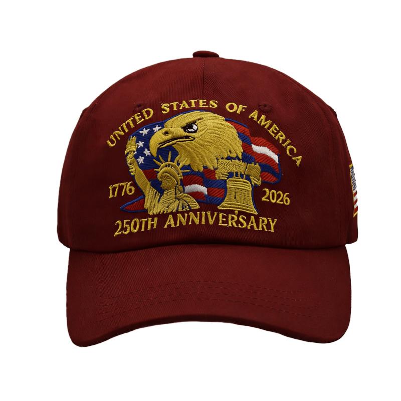 

250th American Independence Day Souvenir Baseball Cap Soft Light Outdoor Hat Gift for Dads and Veterans красный