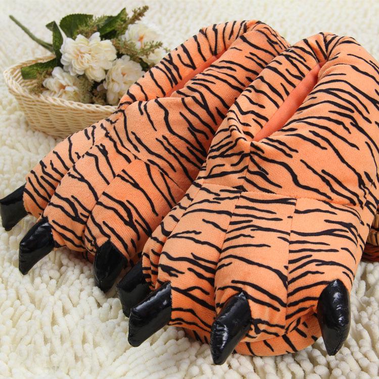 Cartoon Animal Slippers: Cozy Tiger & Dinosaur Claw Pajamas
