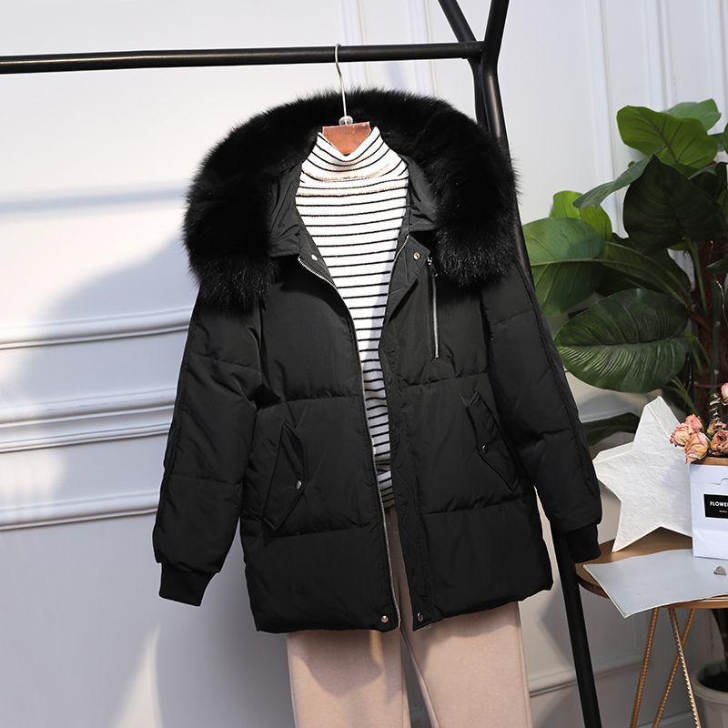 Women's Short Down Jacket with Large Fur Collar, 2024 Petite Slimming Style, Clearance Sale