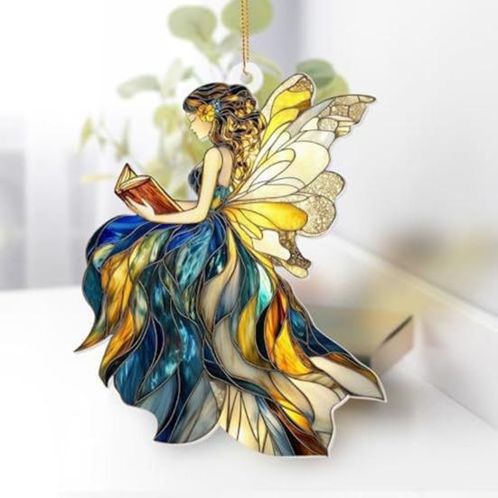Platta akrylhänge med djur, färgglada solfångare för fönsterhänge, julgranspynt, trädgårdsdekoration, handgjord present till fjärilsälskare