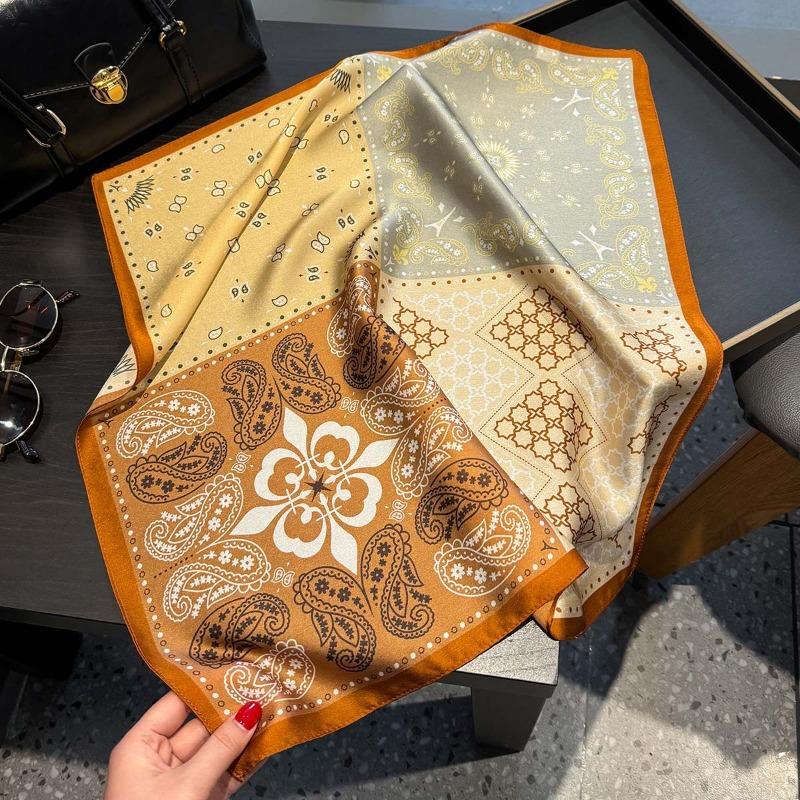 Silk korean style patchwork silk scarf shawl women s 100% mulberry silk scarf neck scarf 53*53cm