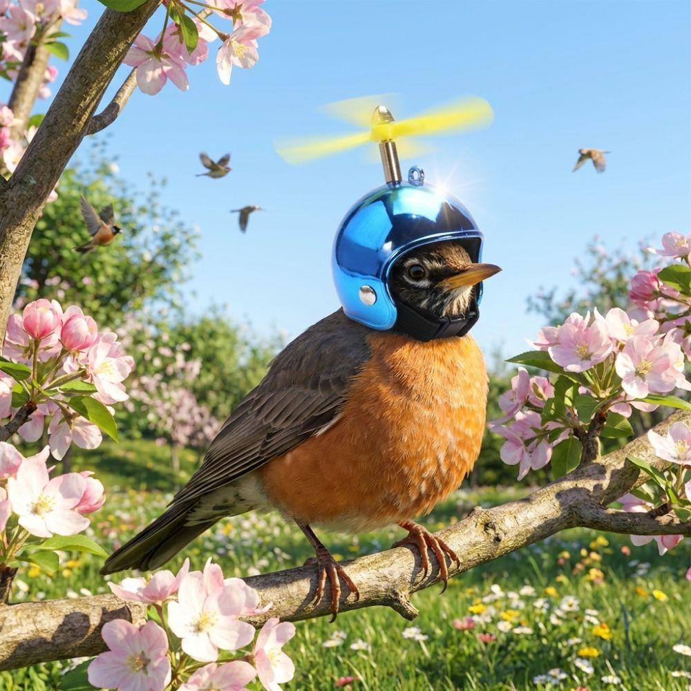 Waterproof Pet Parrot Safety Helmet with Propeller Chicken Protective Hat for Parrots