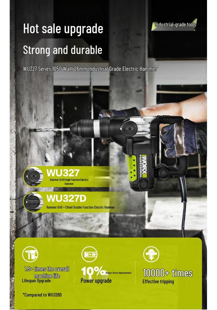 Wickes WU327 Industrial-Grade Hammer Drill with Clutch