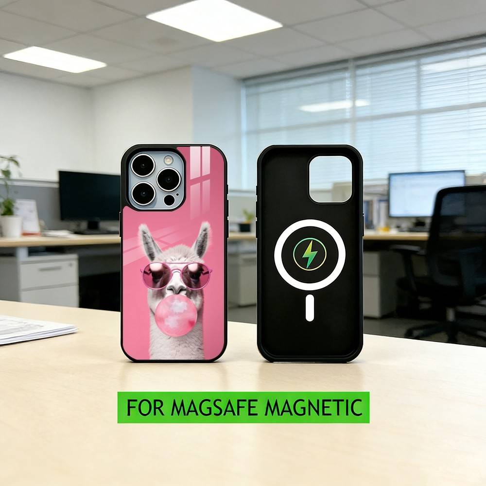 

F-Funny A-Animals A-Alpaca Phone Case For iPhone17,16,15,14,13,12,11 Plus,Pro Magnetic with Magsafe Wireless Charging iPhone14PROMAX
