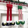 Soft Christmas Elf Legs Hanging Ornament Fireplace Mantel Decoration  Home Holiday Party Decor
