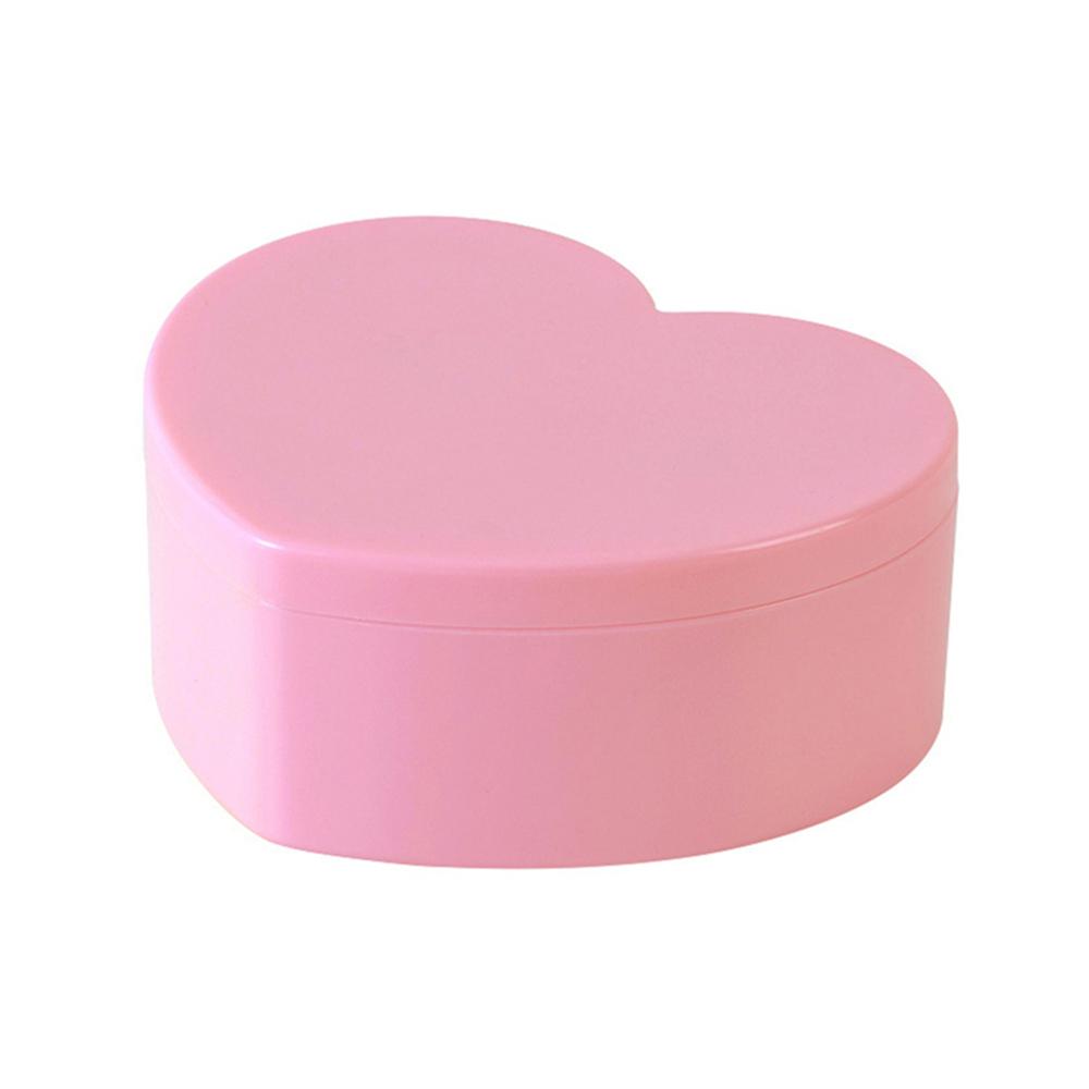 

1PC Heart Shaped Jewelry Box Dual-Layer Storage Organizer Compact Trinket Box With Mirror For Decorative розовый