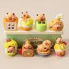 8pcs/Set Dessert Capybara Figurine Animals Model Mini Kapibare Action Figures Toy Home Decoration Fans Birthday Gifts