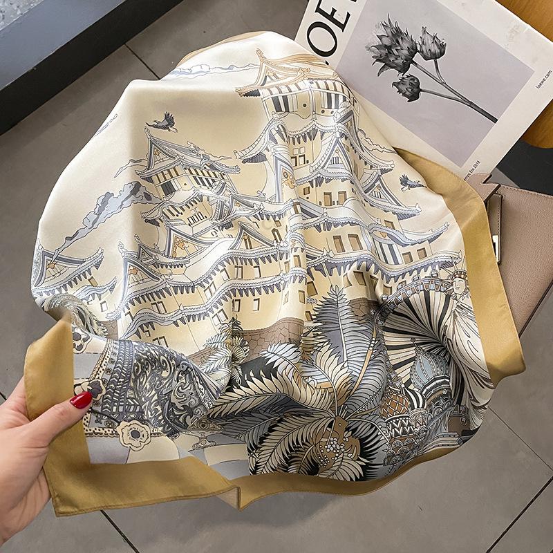 

Женский весенне-летний квадратный шарф из тутового шелка - 70 см Универсальная косынка/шейный платок 70x70 cm