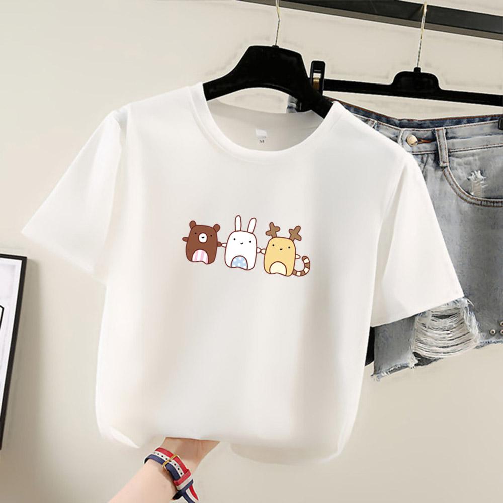 Harajuku Cute Cartoon Print Short Sleeve T-shirts for Women 2025 Summer Casual Loose Student T Shirt Young Girl Y2k Tops