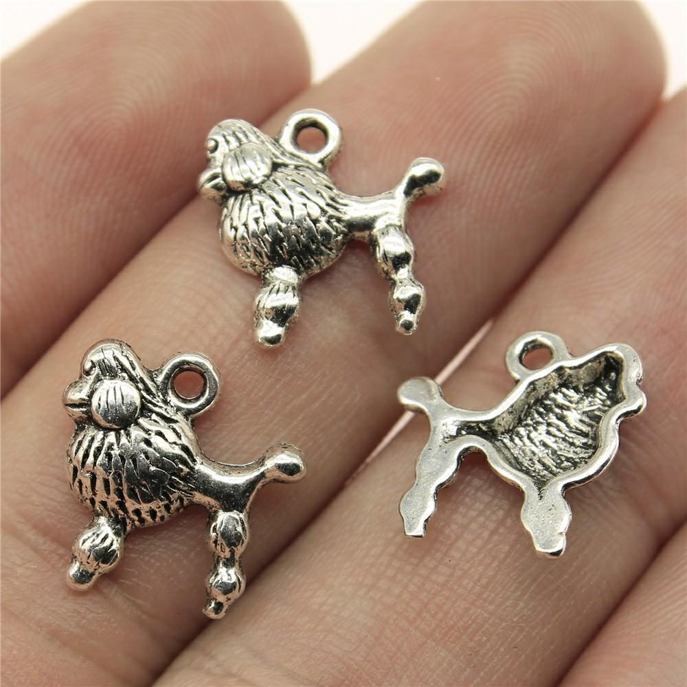 20pcs Puppy Dog Dachshund Bulldog Doghouse Charms Antique Silver Color Plated Pendants Jewelry Making DIY Handmade Craft
