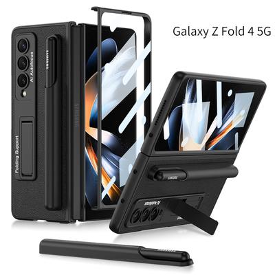 Shell Film Shell Pen Holder Slot Case For Samsung Galaxy Z Fold 4 5g Case With Invisible Bracket Anti -Fall Case For Z Fold4 Capa