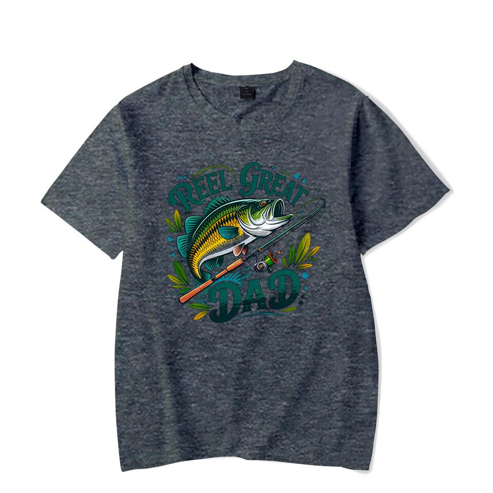 Reel Great Dad Graphic T Shirts for Men Fishing Life Funny Short Sleeve Tee Shirt Fishing Lovers Trendy Dad Design Summer Tops