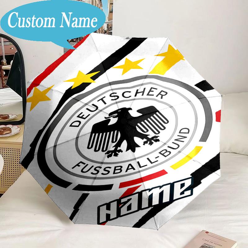 Custom Name Umbrella German Football Crest Umbrella 8-Frame for Travel, Camping, Casual Lightweight Portable, Essential for Family Gifts