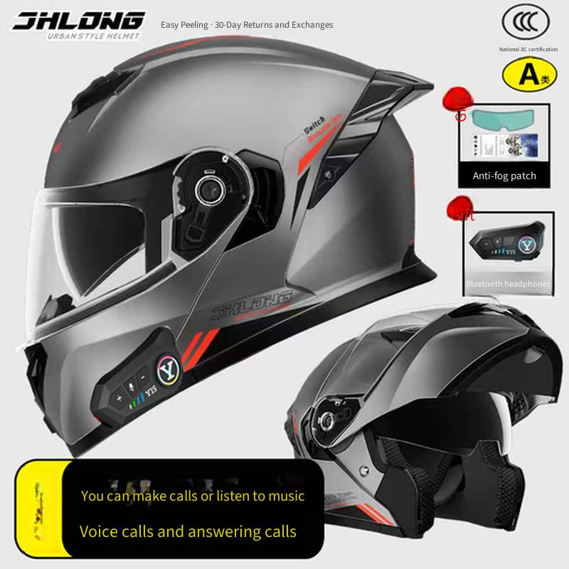 Built In Bluetooth Modular Flip Up Motorcycle Helmet Waterproof Long Battery All Season Safety Helmet for Delivery Riders Commuter Use