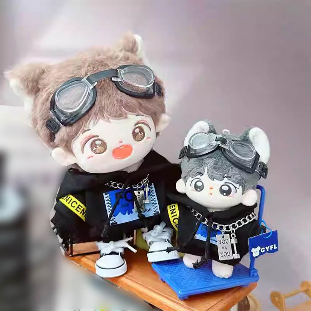 niannyyhouse 10cm-15cm 20cm Plush Toy with Clothes, Hoodie, Glasses, and Accessories, Cotton Doll Clothes, Dress-Up (10cm-15cm)