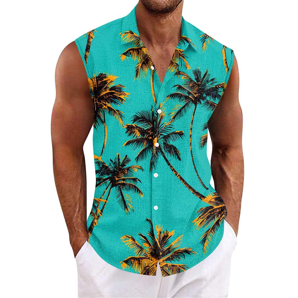 Herrskjorta med Hawaii-mönster och knappar