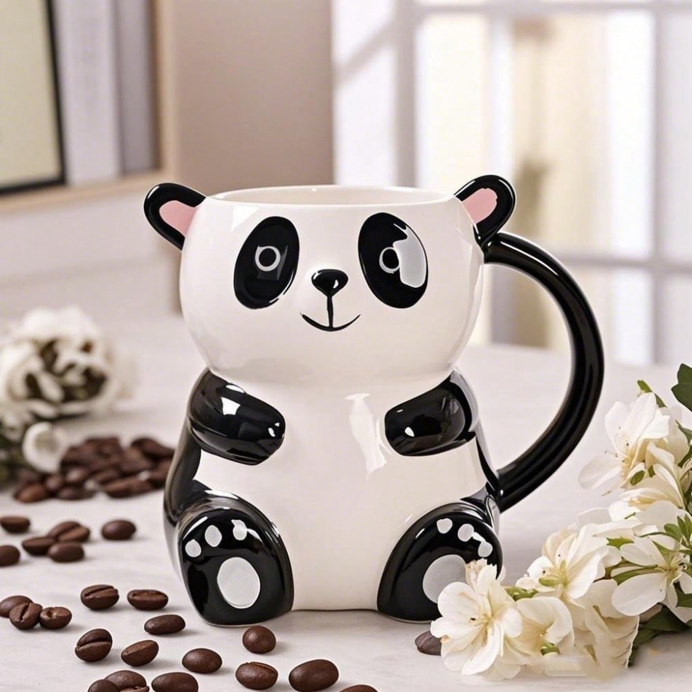 1pc Creative Panda Coffee Cup, Handmade Large Capacity Milk Cup, Animal Themed Juice Cup, Birthday, Christmas, Valentine's Day Gift Back To School